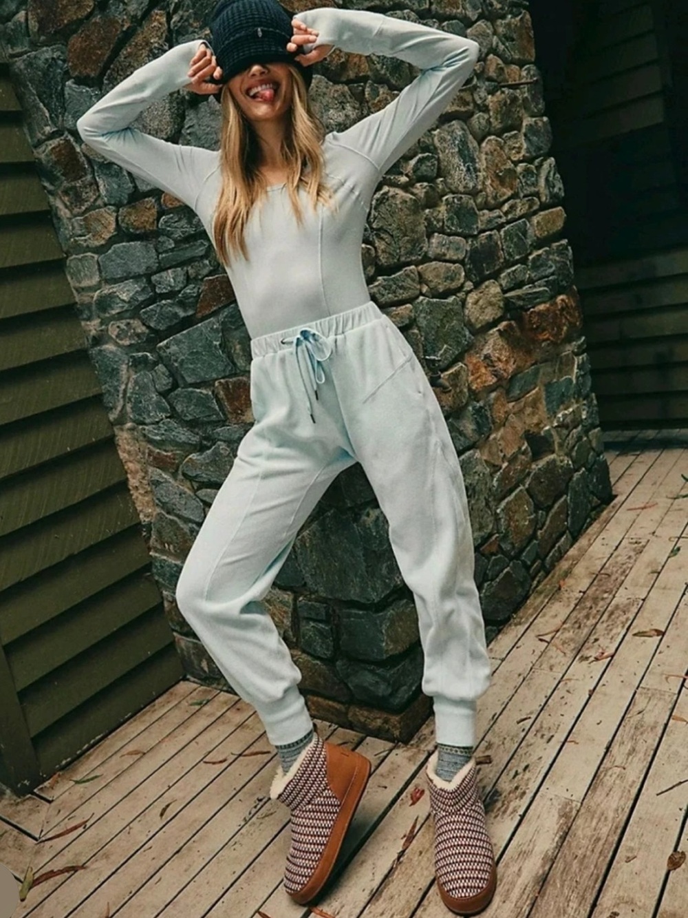 Free People movement Make it Count blue jumpsuit sz S